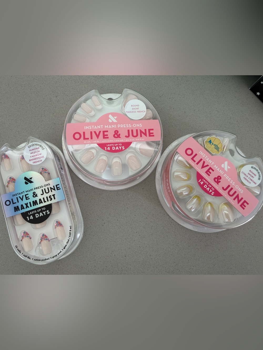Olive & June Press-On Nail Sets - Neutral Pink & Accent Colors